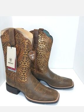 Ariat Round Up Wide Square Toe‎ Boots, NWT, Size 10| EUR 41.5